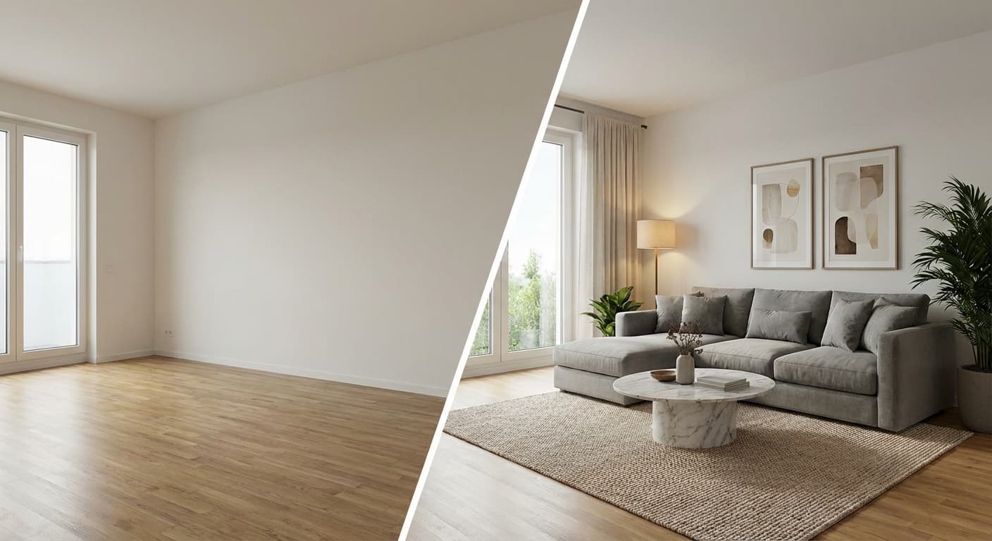 Home Staging Vorher Nachher – virtuelles Home Staging Beispiel